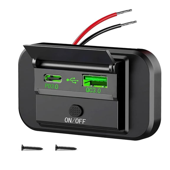 BAGUER for Qc3.0 Pd Usb-C Car Fast Charge Power Delivery Socket Outlet Panel Car Fast Charger for Camper Van Rv Caravan Green