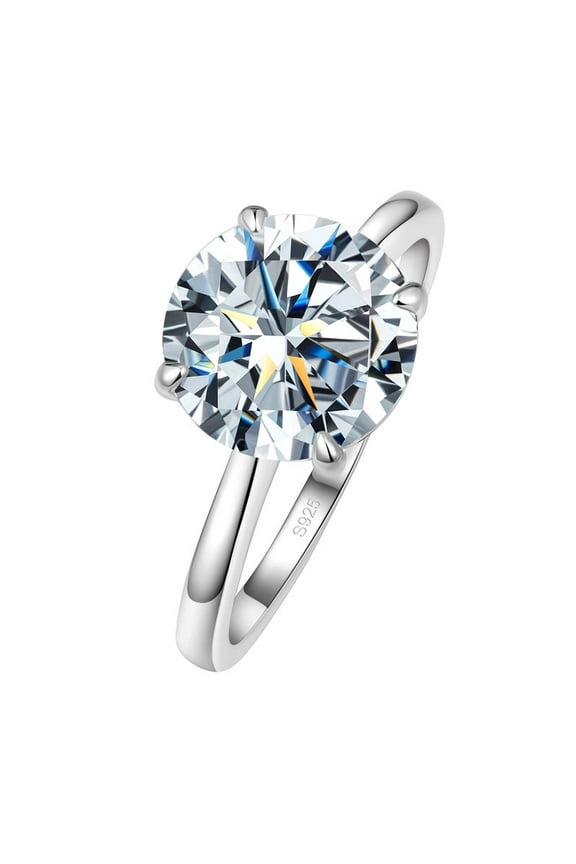 1Carat Round Cut Moissanite Engagement Rings for Women,18K White Gold Plated S925 Silver Solitaire Promise Wedding Ring