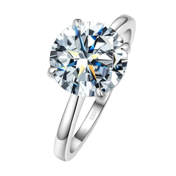 Aurora&Fiori 2Carat Round Cut Moissanite Engagement Rings for Women,18K White Gold Plated S925 Silver Solitaire Promise Wedding Ring