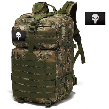 BAGZY Tactical Military Backpack with Waist Pack for Travel, Waterproof, Green