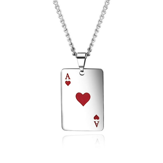 BAGZY Necklace for Men and Women Hip Hop Style Poker Stainless Steel Necklace Wild Love Gothic Punk Statement Pendant With Gift Box (Hearts)