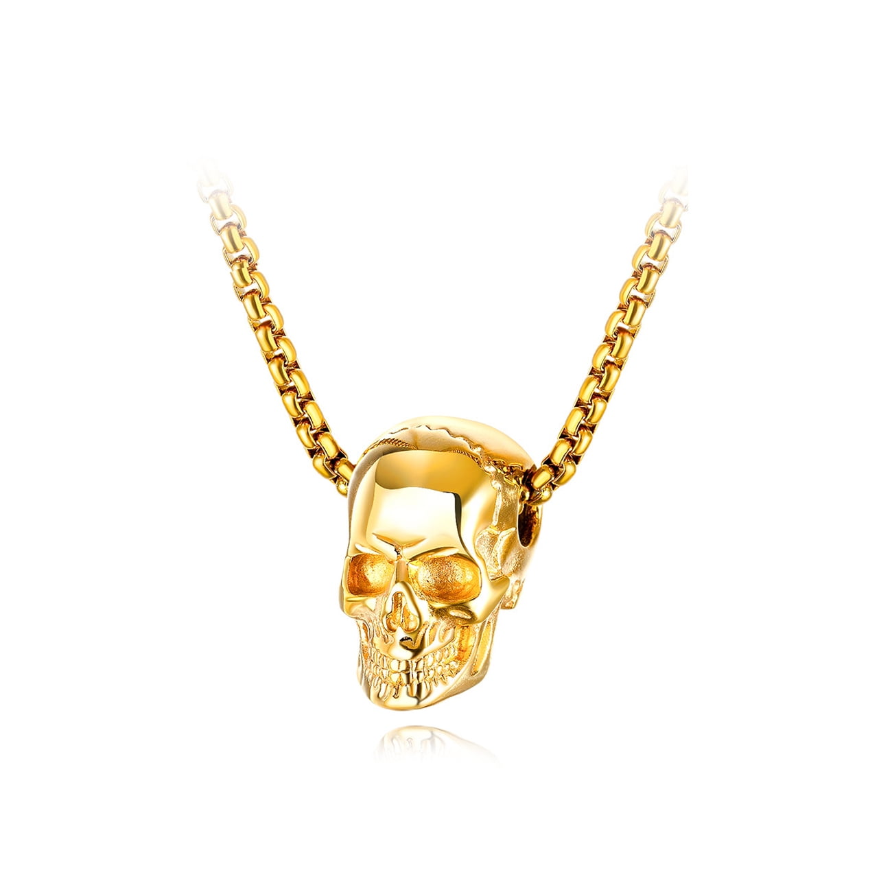 SILBAZ Skull Crescent Moon Necklace For Men 316L Stainless Steel Skull...