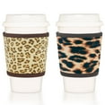 thumbnail image 1 of BAGnoREGio Soft Crystal Velvet Coffee Sleeve 2-Pack, Reusable Insulated Cozy for Hot & Iced Drinks(Leopard Pattern), 1 of 5