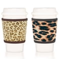 thumbnail image 1 of BAGnoREGio Soft Crystal Velvet Coffee Sleeve 2-Pack, Reusable Insulated Cozy for Hot & Iced Drinks(Leopard Pattern), 1 of 5