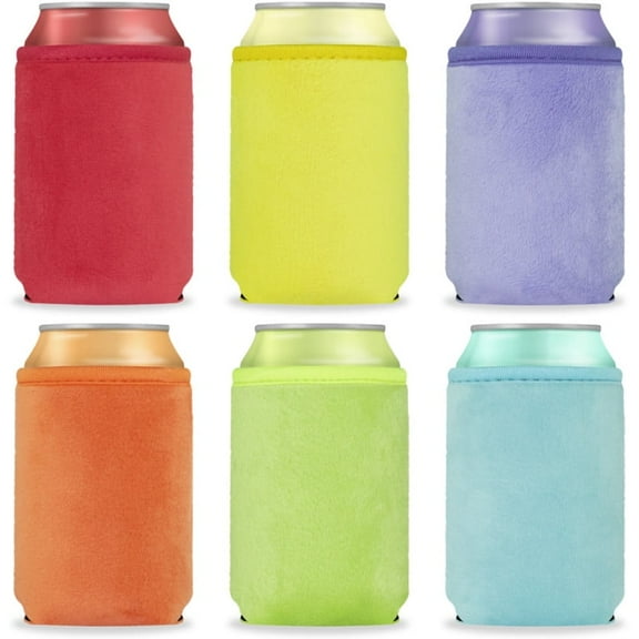 BAGnoREGio Velvet Can Cooler 6-Pack for 12oz Beer Cans | Insulated Blank Soda Drinks Coozies Bulk