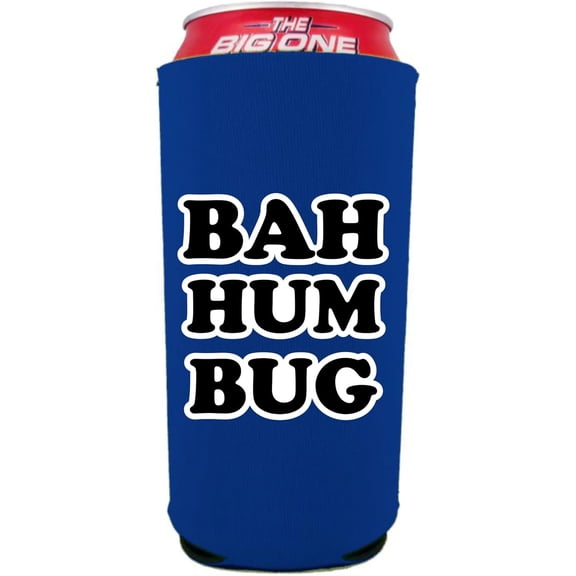 BAH HUM BUG Christmas 24/25oz Large Can Coolie (Royal Blue)