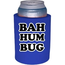 BAH HUM BUG Christmas Funny Thick Foam "Old School" Can Coolie (Royal Blue)