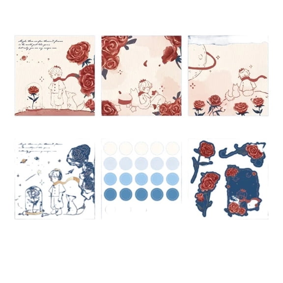 BAI 96 Sheet Retro Aesthetic Notepad for Student Vintage European Style Red Pink Floral Scrapbooking Memo Pad Flower Non-sticky Note