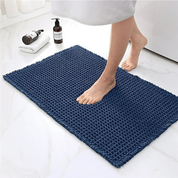 BAIANNAN 1 PCS Waffle Bath Mat Washable Bathroom Rugs Non-Slip Super Absorbent Soft Shower Mat for Bathroom,Tub and Shower, 17x24 Inch