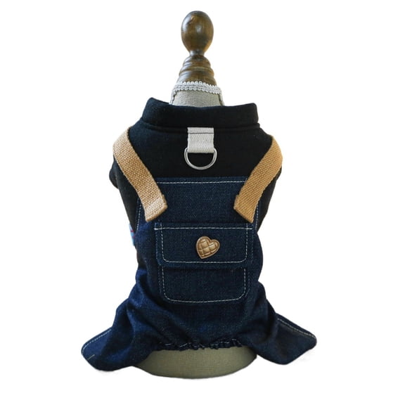 BAIANNAN 1PC Pet Clothing Spring Autumn Denim Four Legged Shoulder Straps With Traction Buckles Suitable For Small and Medium-sized Dogs
