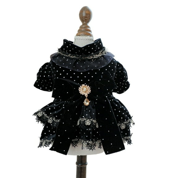 BAIANNAN 1PC Pet Clothing Spring and Autumn Black Gold Dress Wedding Princess Dress Suitable for Small and Medium sized Dogs