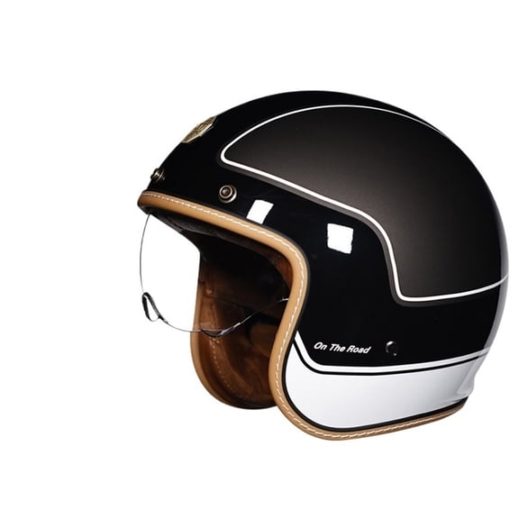 BAIANNAN Approved Retro Open Face Motorcycle Helmets 3/4 Half Helmet for Moto Moped Jet Helmet with Clear Lens Capacete De Moto