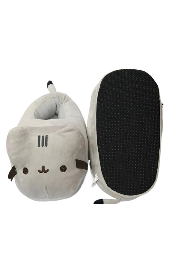 Cartoon Full Covered Cat Slippers Warm Winter Slides Soft Plush Doll Indoor Cute Anime Bedroom Shoes For Man Woman Home Use