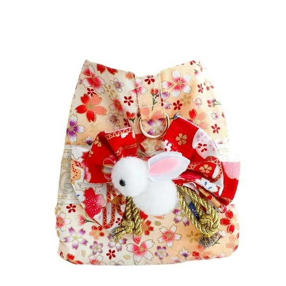 BAIANNAN Dog skirt Cat Princess Romantic Cherry Blossom Kimono Cotton-padded Small Dog Teddy Pet Clothes