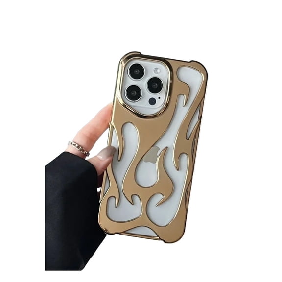 BAIANNAN Fashion Matte 3D Hollowed Flame Phone Case For iphone 16 15 14 13 12 11 Pro Max 16 Plus Creative Electroplated Soft Back Cover