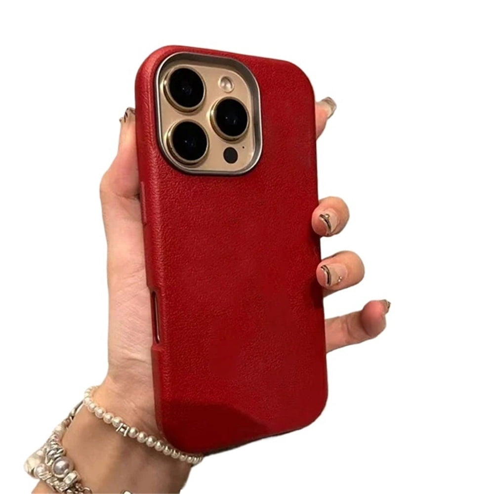 BAIANNAN Fashion Retro Simple Wine Red Color Case Compatible for IPhone ...
