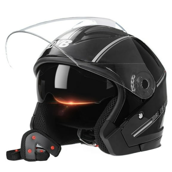 BAIANNAN Motorcycle Open Face Helmet For Men And Women Dual Lens Sun Visor Face Shield Top Lightweight Scooter Bike Retro 3/4 Helmet