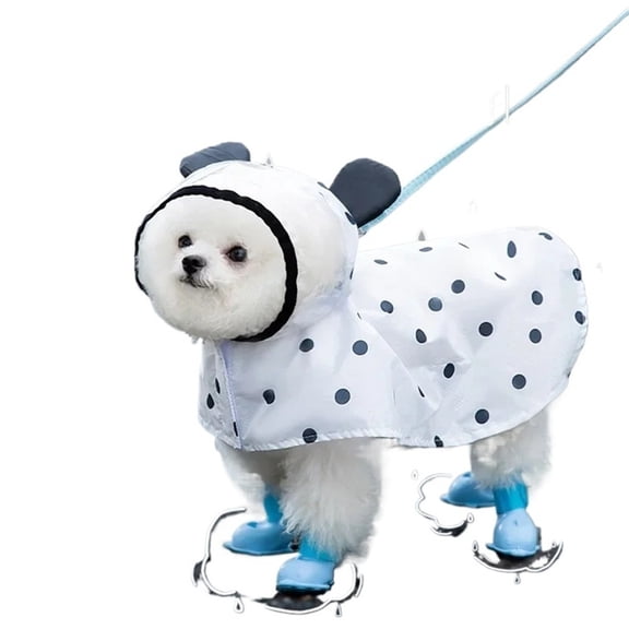 BAIANNAN Pet Dog Raincoat for Small Medium Dogs Cute Ears Hat Dots Printed Pet Hooded Clothes Rainy Season Outing Portable Rain Coats