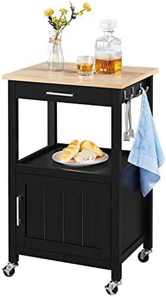 BAIDABIULIFE Kitchen Island Trolley Cart with Drawer and Wood Top Kitchen Cart Microwave