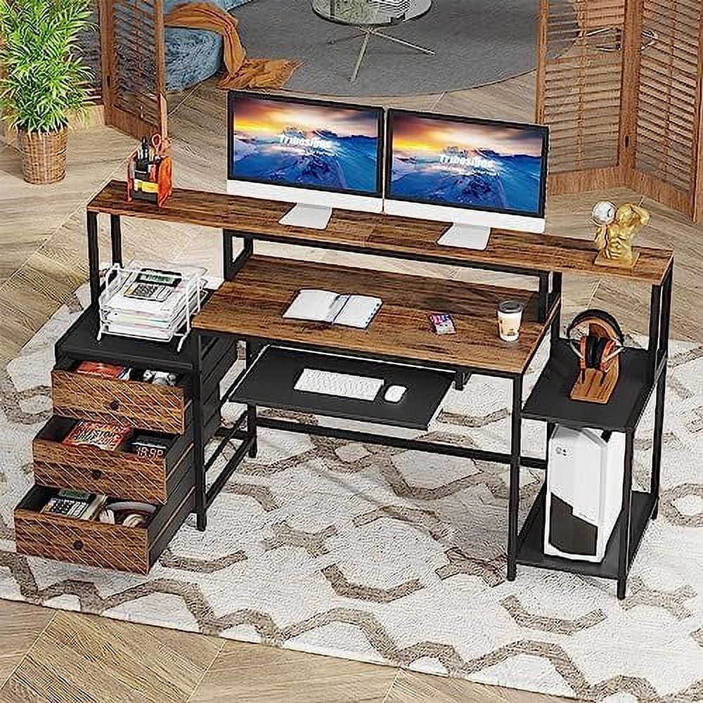 BAIDAODOO Computer Desk with 3 Drawers 63 inch Home Office Desk with