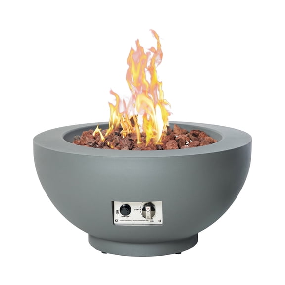BAIDE HOME 28-inch Propane Fire Pit Table, 55,000 BTU Fire Bowl with Lid, Lava rocks, Cover, pre-attached 10 ft hose, Outdoor Patio Backyard Gas Table