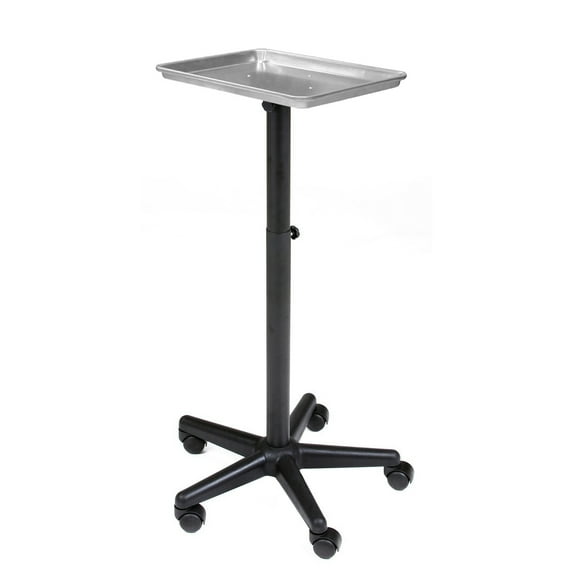 BAILEY Silver Rolling Salon Service Tray, Hair Coloring Tray with Adjustable height, Ideal for Salon, Spa, Beauty, Tattoo Studio