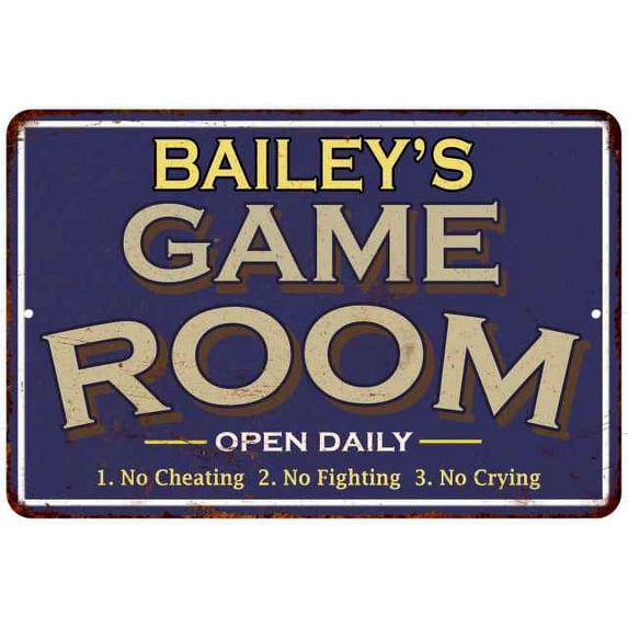 BAILEY'S Blue Game Room Sign Metal 16 x 24 Matte Finish Metal 116240002017