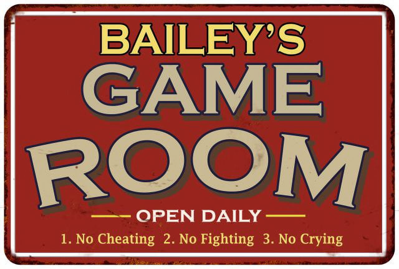 BAILEY'S Game Room Sign Vintage Look 16 x 24 Matte Finish Metal ...