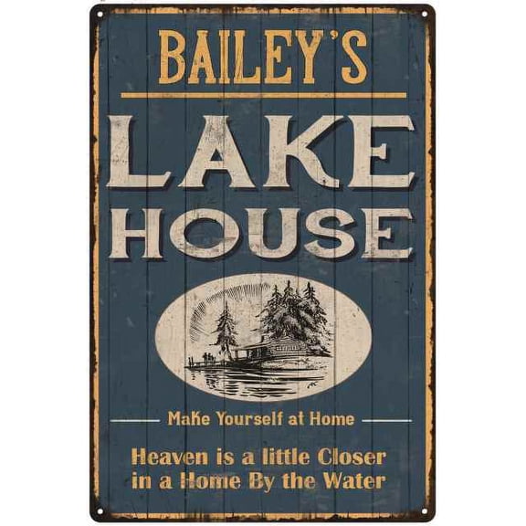 BAILEY'S Lake House Blue Cabin Home Decor Gift 8x12 Metal 208120038066