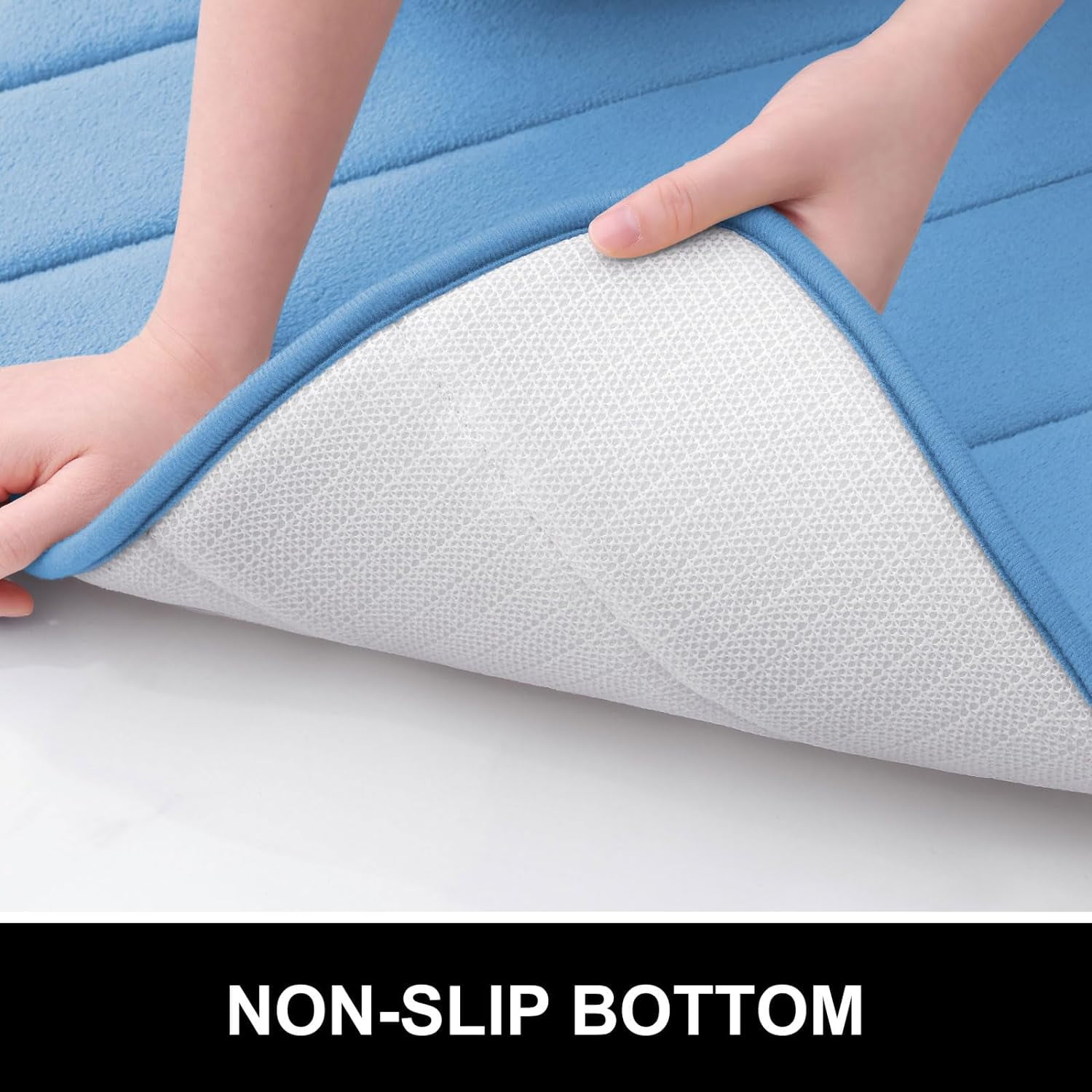 BAILU Memory Foam Bath Mat 30x20, Ultra Soft and Absorbent Bathroom Rugs, Non-Slip, Machine Wash Dry, Thick Bath Rug Carpet for Bathroom Floor, Sink and Shower, Blue
