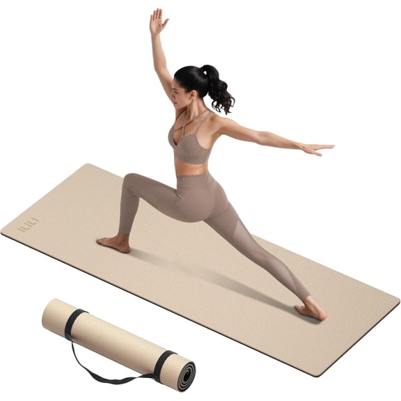 BAIMA Large Yoga Mat Thick Extra Wide and Long , Foldable Portable Travel Square Mats(Darkgreen+Gray)