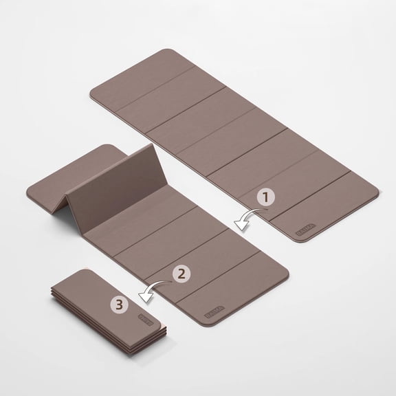 BAIMA Travel Yoga Mat 8 mm Thick,Multicolor Workout Pads for Home Gym,Portable for Camping or Travel Exercise Mat(Brown & Beige)