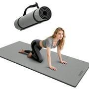 BAIMA Workout Mat Thick 8mm,Roll-up Pilates Mats Wide,Non Slip Matt,Eco Friendly TPE for Home,Gym,office,Floor Exercise,71"x 24"(Lightgrey+Black) deal from Walmart