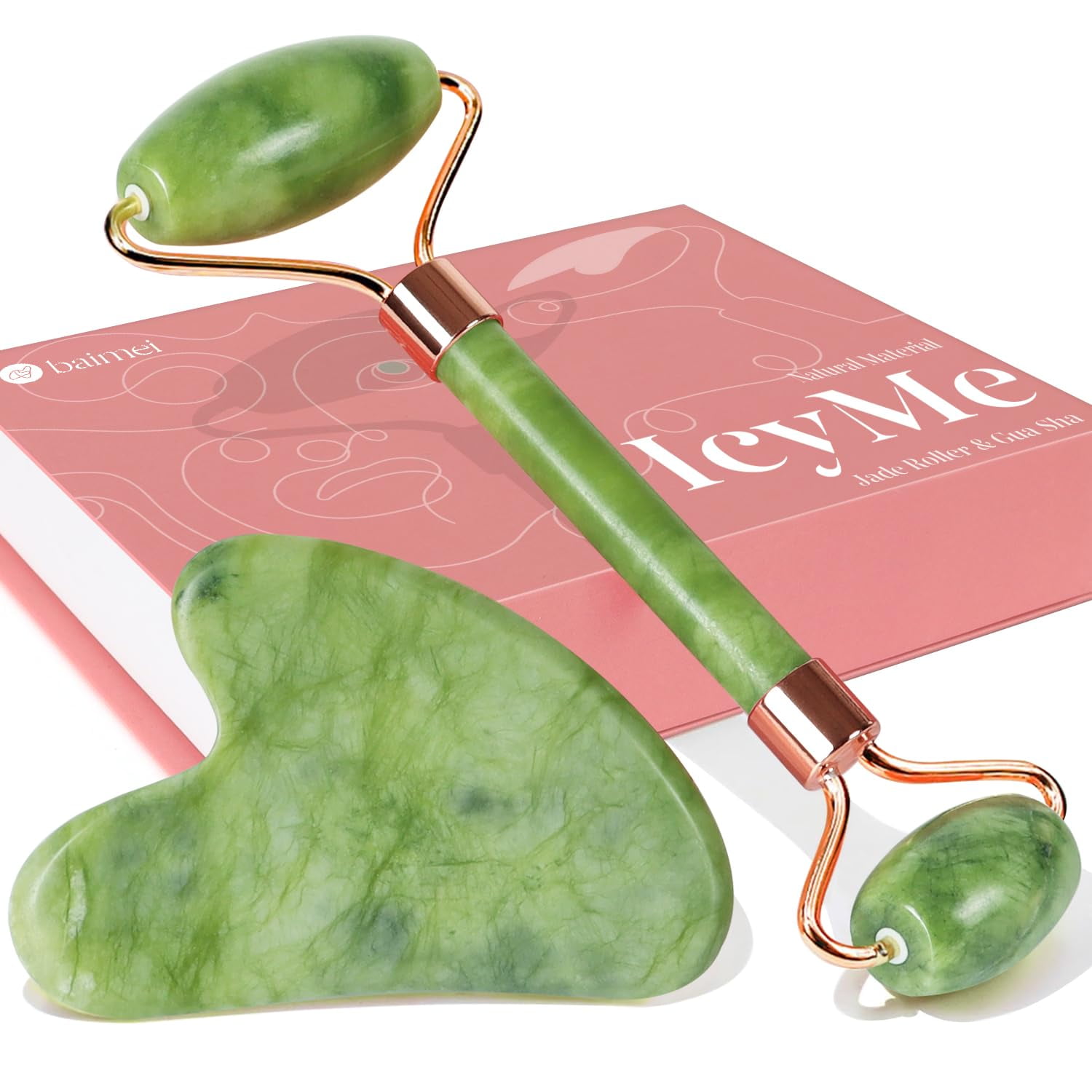 BAIMEI IcyMe Gua Sha & Jade Roller Facial Tools Face Roller BAIMEI IcyMe Gua Sha & Jade Roller Facial Tools Face Roller