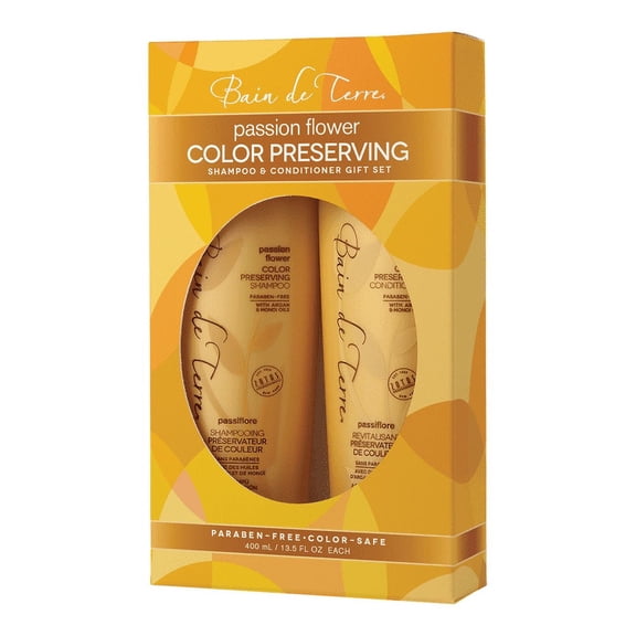 Bain de Terre Color Protection Shampoo Plus Conditioner, Passion Flower, 13.5 fl oz each, 2 Piece Set