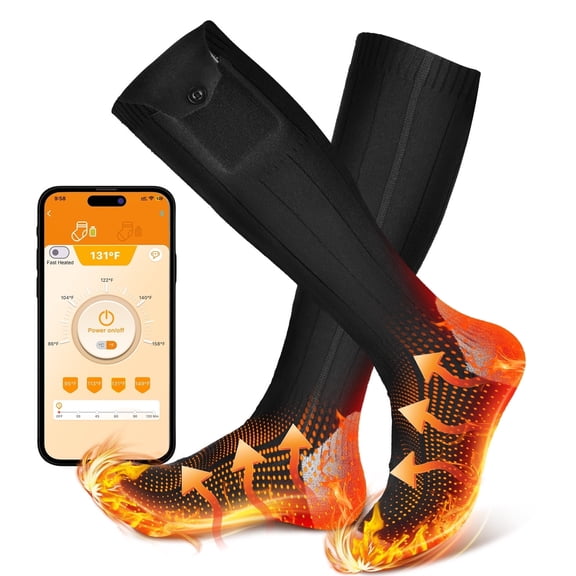 ROMYSE 5000mAh Rechargeable Heated Socks for Men Women Washable Electric Thermal Warming Socks with APP Remote Control for Winter Biking Skiing Outdoors Fishing Camping,Ideal Gift Size 511