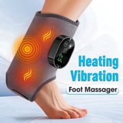 FlareMore Heat & Vibration Foot Massager with 360 Wrap,Dual Motor Ankle & Calf Massager,6 Heat Levels,3 Vibration Modes,3000mAh Rechargeable Adjustable Strap for Plantar Fasciitis Relief