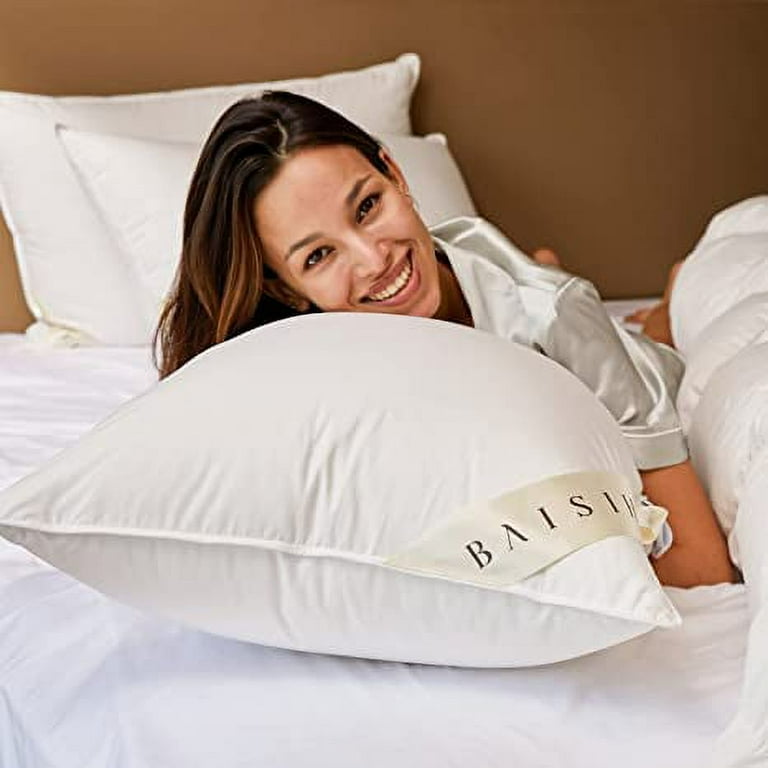 BAISIHAN OverCloud Natural 80 White Down Side Sleeper Pillows 700 Fill Power Hotel Collection Pillows King Size Soft High Pillow 1 Pack 31.74oz