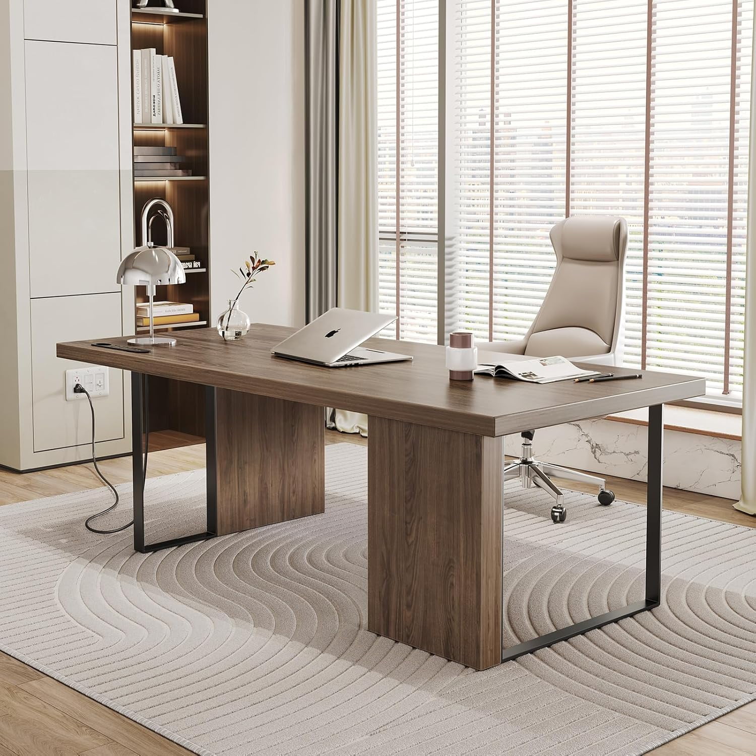 BAIVAKON 60-Inch Large Executive Desk, Modern Minimalist Wooden ...