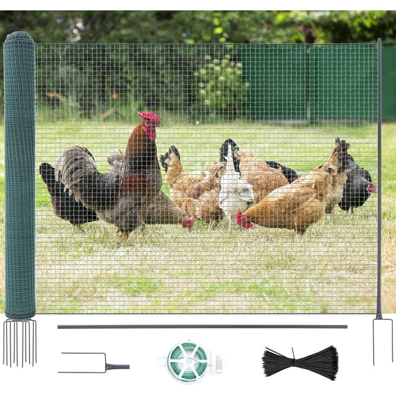 BAIVAKON Non Electric Fence Netting, 40in x 100ft Nylon Portable Movable Livestock Nets Mesh for Chickens,Goats, Sheep, Dog, All-Purpose Fencing for Backyard Homesteader Farm Ranche