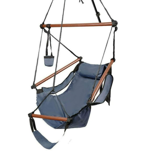 BAIVAKON Upgraded Unique Hammock Hanging Sky Chair, Air Deluxe Swing Seat with Rope .Blue