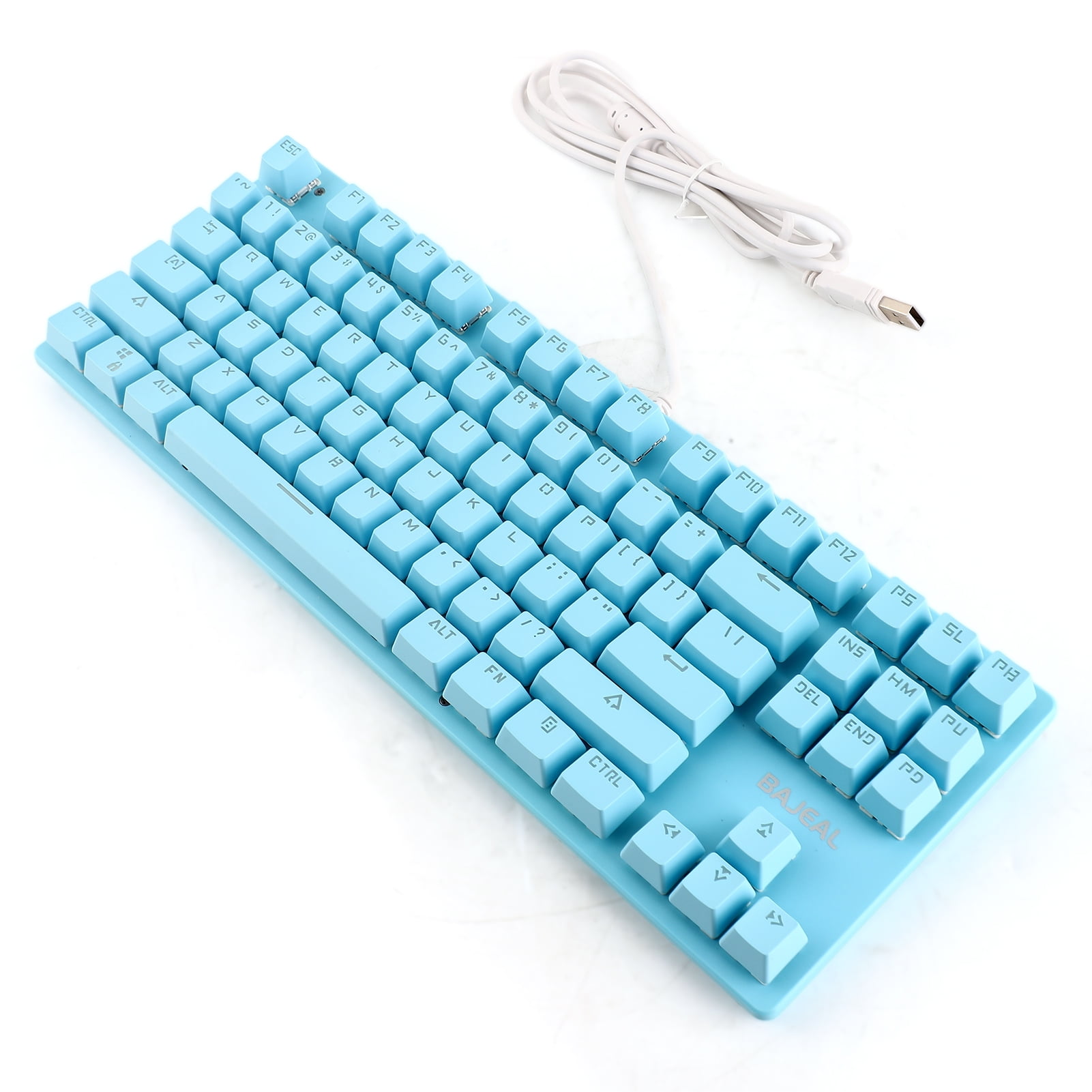 BAJEAL 87 Keys Wired Mechanical Keyboard Mixed Light Mechanical Keyboard With Mechanical Blue Switch Suspension Button Blue