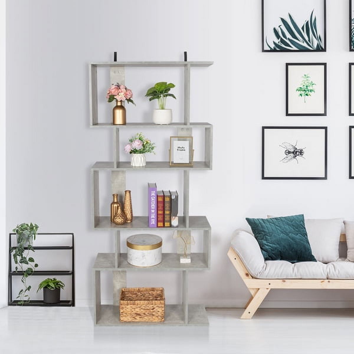 BAJYOJI Ladder Bookcase, 5Layer Storage Bookshelf Free Standing