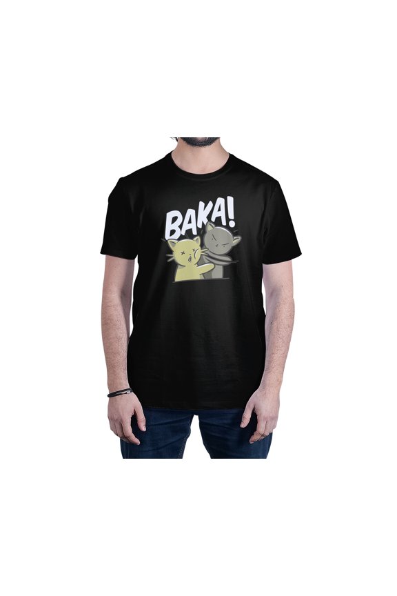 BAKA! Cute Cats Anime Fine Jersey Funny Tees Unisex Cotton T-Shirt