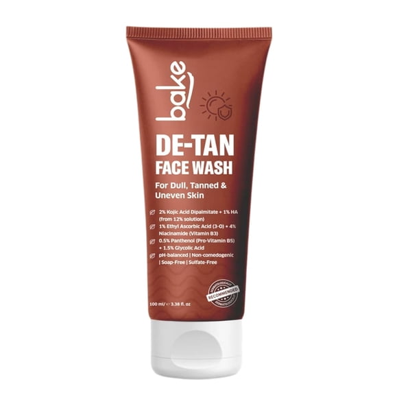 BAKE De-Tan Face Wash with 2% Kojic Acid ,Niacinamide & Glycolic Acid 100ml