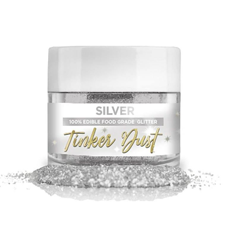 BAKELL Silver Edible Glitter, 5 Gram, TINKER DUST Edible Glitter, KOSHER  Certified, 100% Edible Glitter