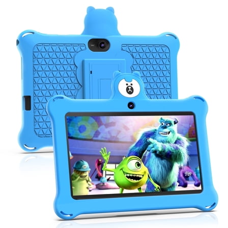 Kids Tablet 7 inch 32GB WiFi Android 13 Tablet For Kids| Bluetooth | Parental Control | Pre-Installed Learning Tablet Apps for Toddlers Children | with Shockproof Case(Blue)