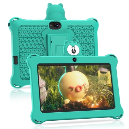 Kids Tablet 7 inch 32GB WiFi Android 13 Tablet For Kids| Bluetooth | Parental Control | Pre-Installed Learning Tablet Apps for Toddlers Children | with Shockproof Case(Green)