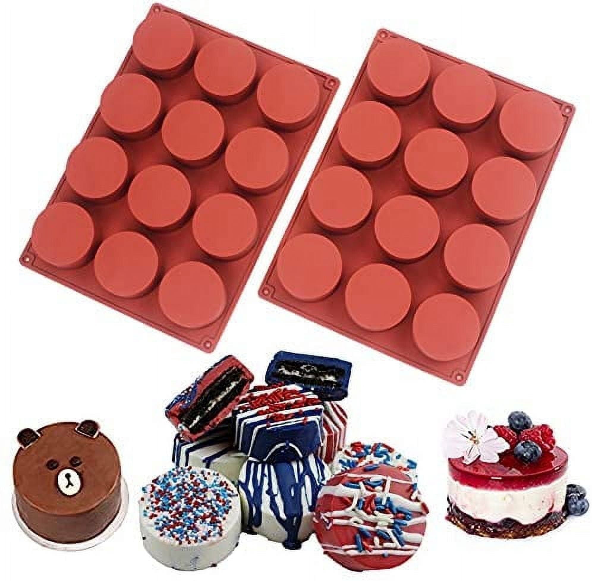 BAKER DEPOT 2 Pcs Silicone Round Cylinder Mold for Chocolate Covered Oreos Mousse Cake Candy Pudding