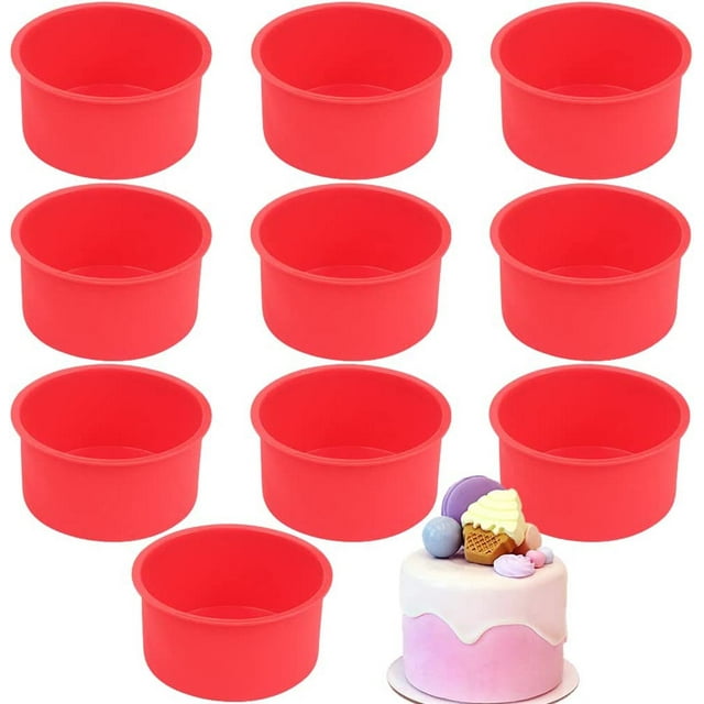 BAKER DEPOT 4 inch Silicone Cake Pan Set of 10, Mini Muffin Mould